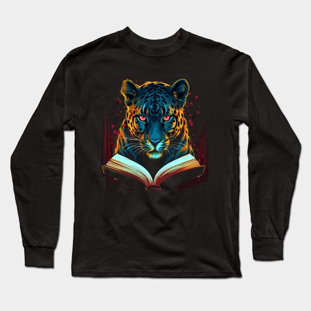 Leopard Reads Book Long Sleeve T-Shirt by JH Mart